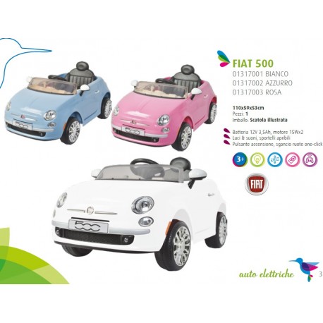Auto Macchina Elettrica Fiat 500 bianca 12V Per Bambini